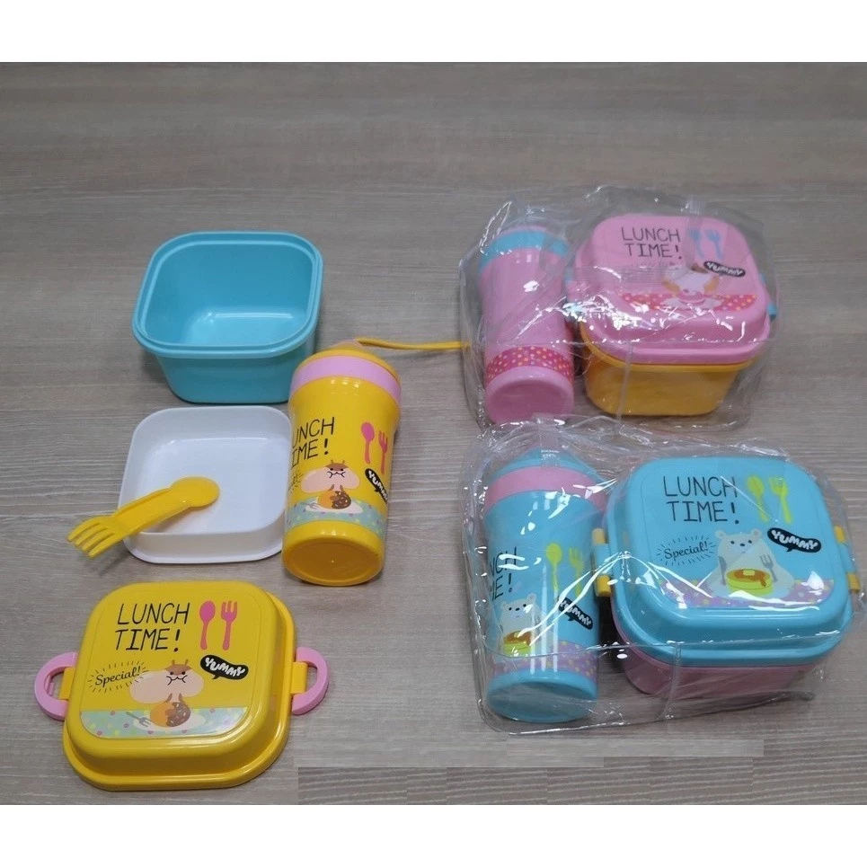 Conjunto lancheira infantil com marmita dupla e garrafa